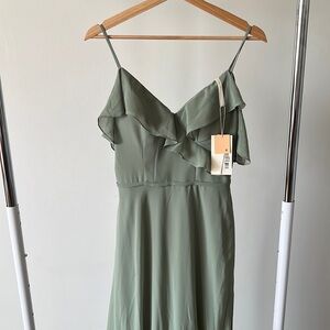 Sage Green Ruffle Maxi Wedding Dress